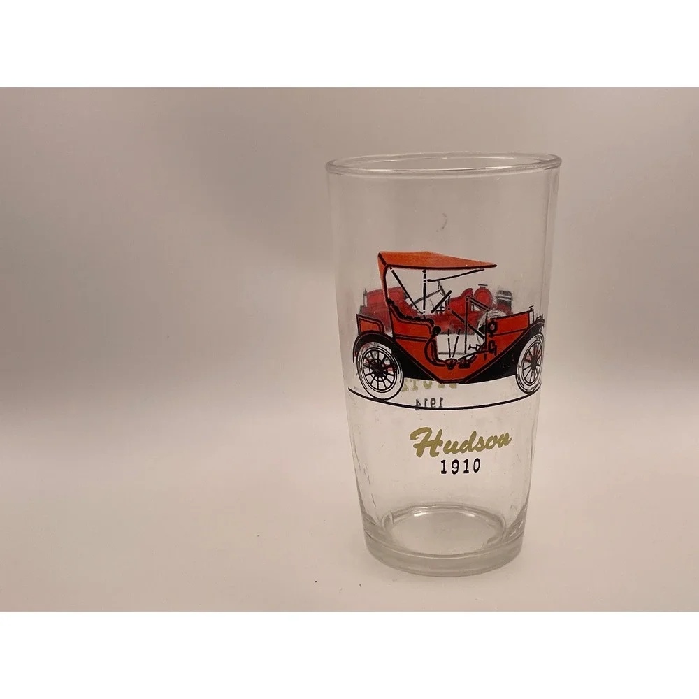 Vtg Hazel Atlas Old Timers Antique Car Glasses Set 4 Mid Century Barware 12oz